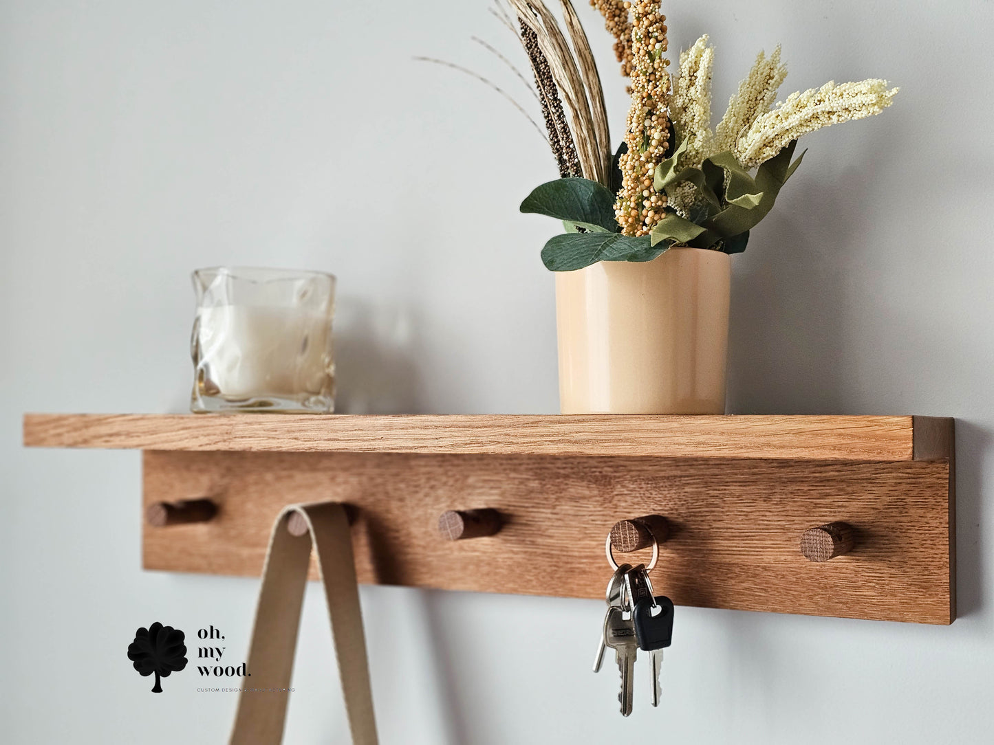 Wooden coat rack with shelf