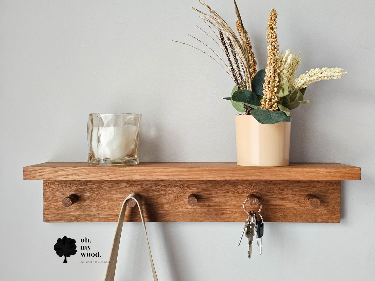 Wooden coat rack with shelf