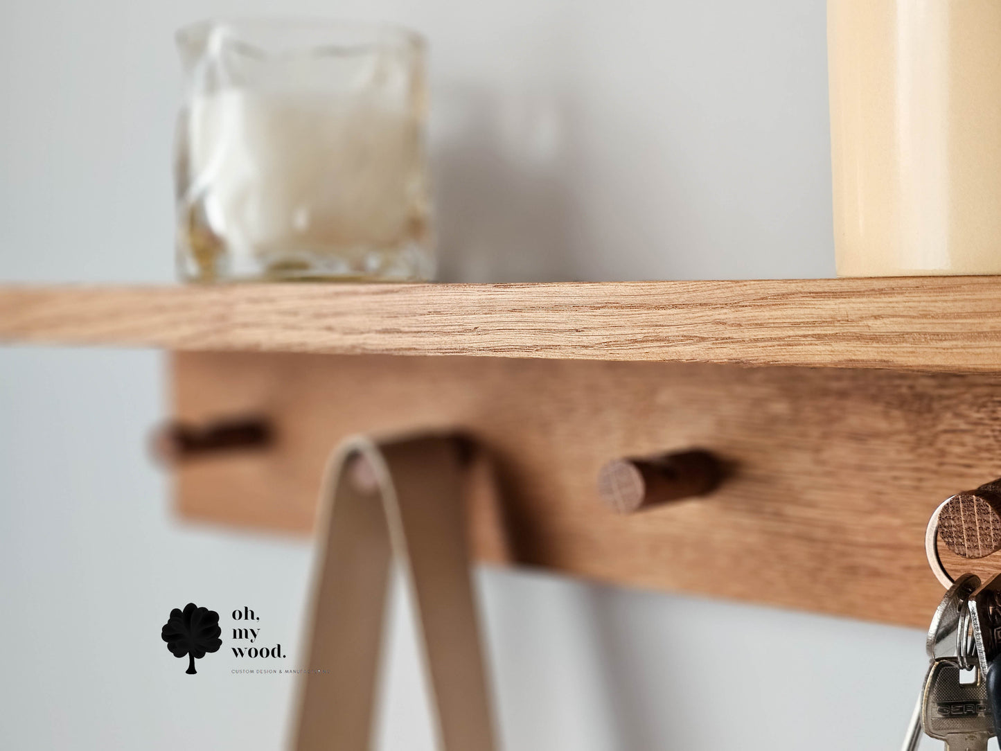 Wooden coat rack with shelf
