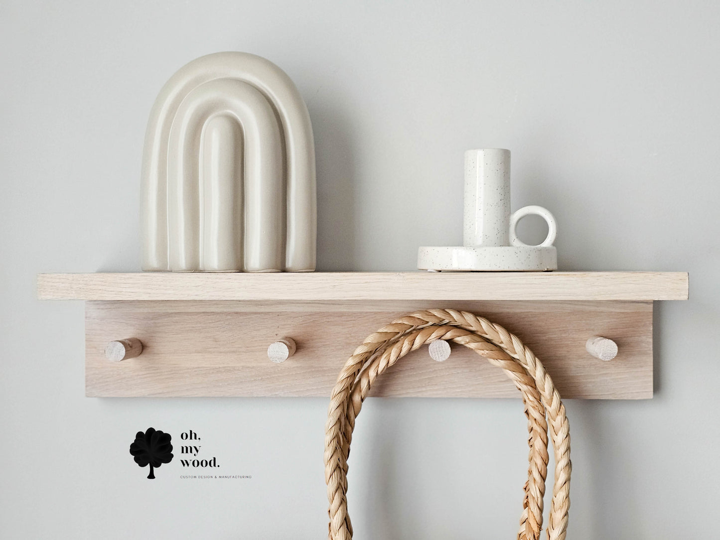 Wooden coat rack with shelf
