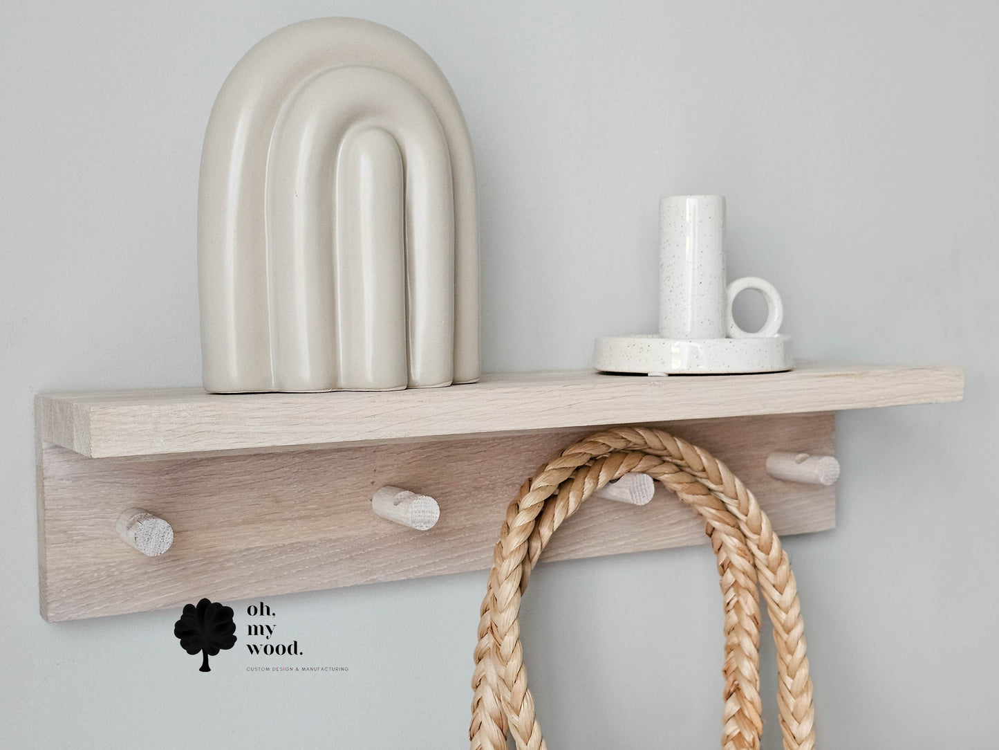 Wooden coat rack with shelf
