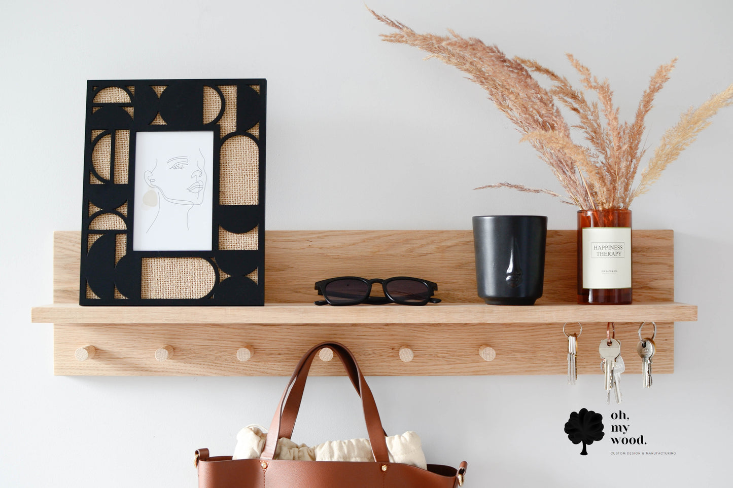 Wooden entryway organizer