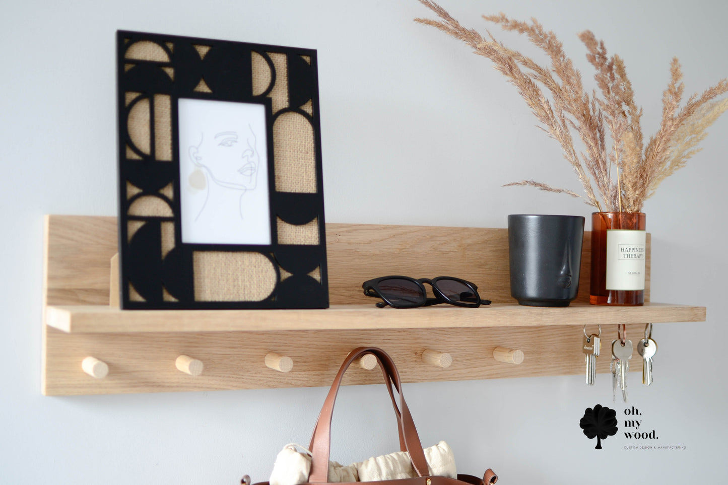 Wooden entryway organizer