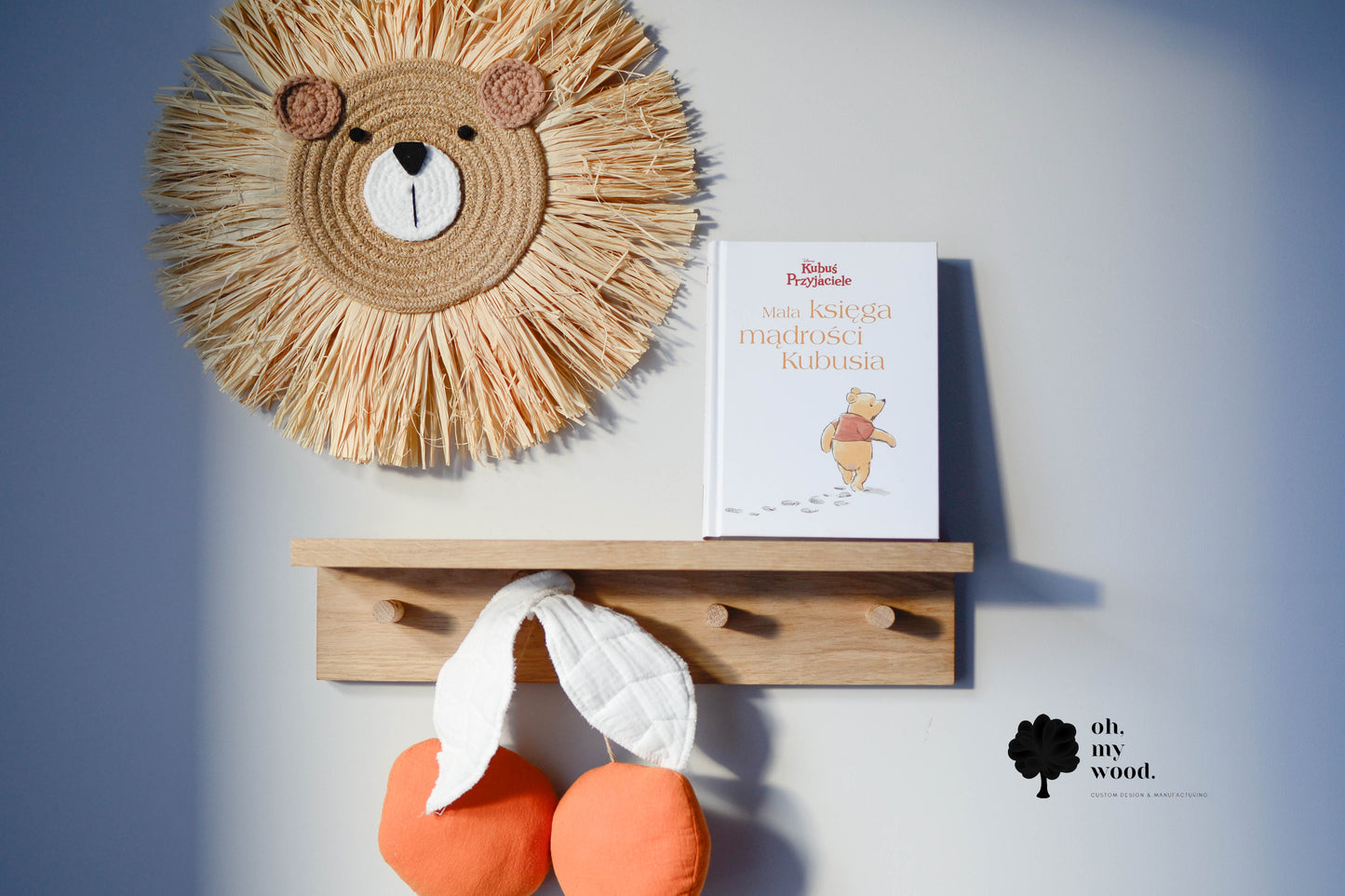 Wooden coat rack with shelf