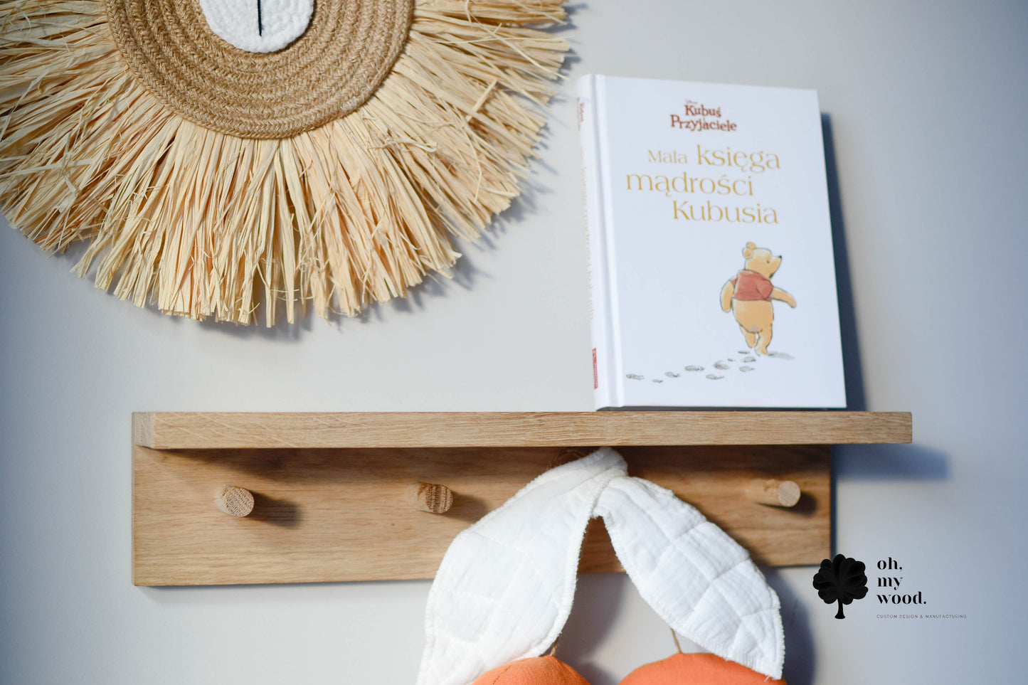 Wooden coat rack with shelf