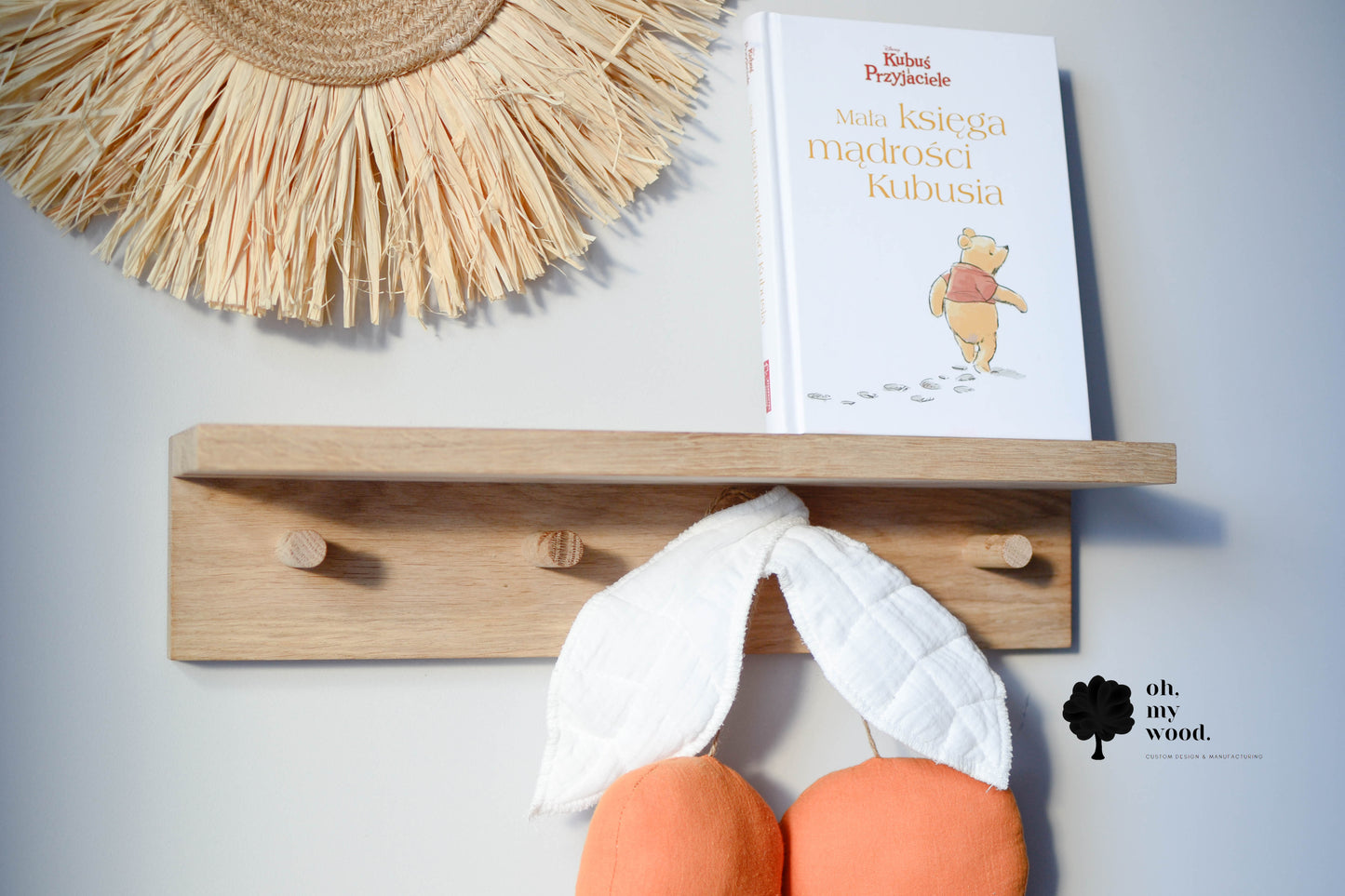 Wooden coat rack with shelf