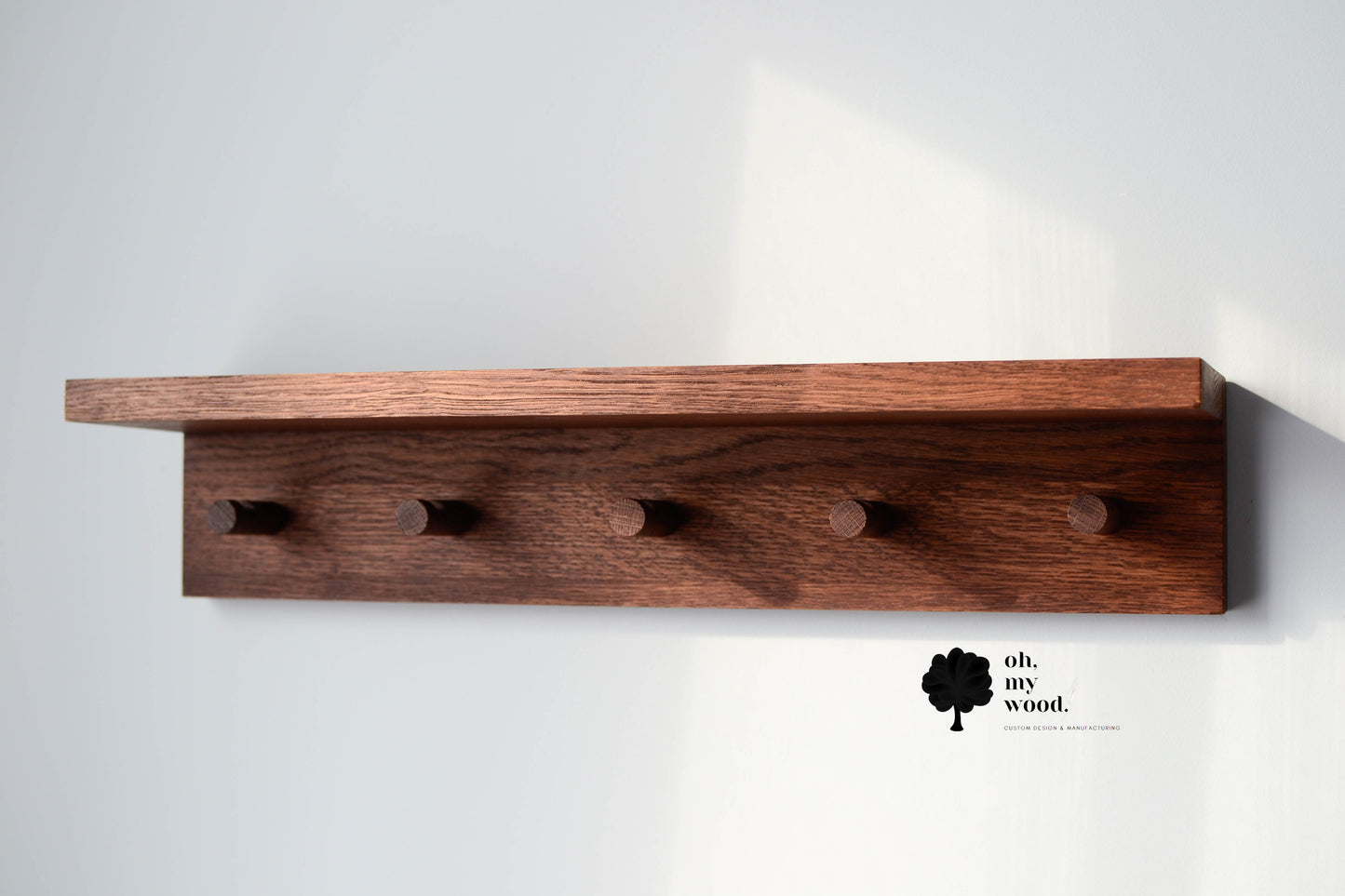 Wooden coat rack with shelf