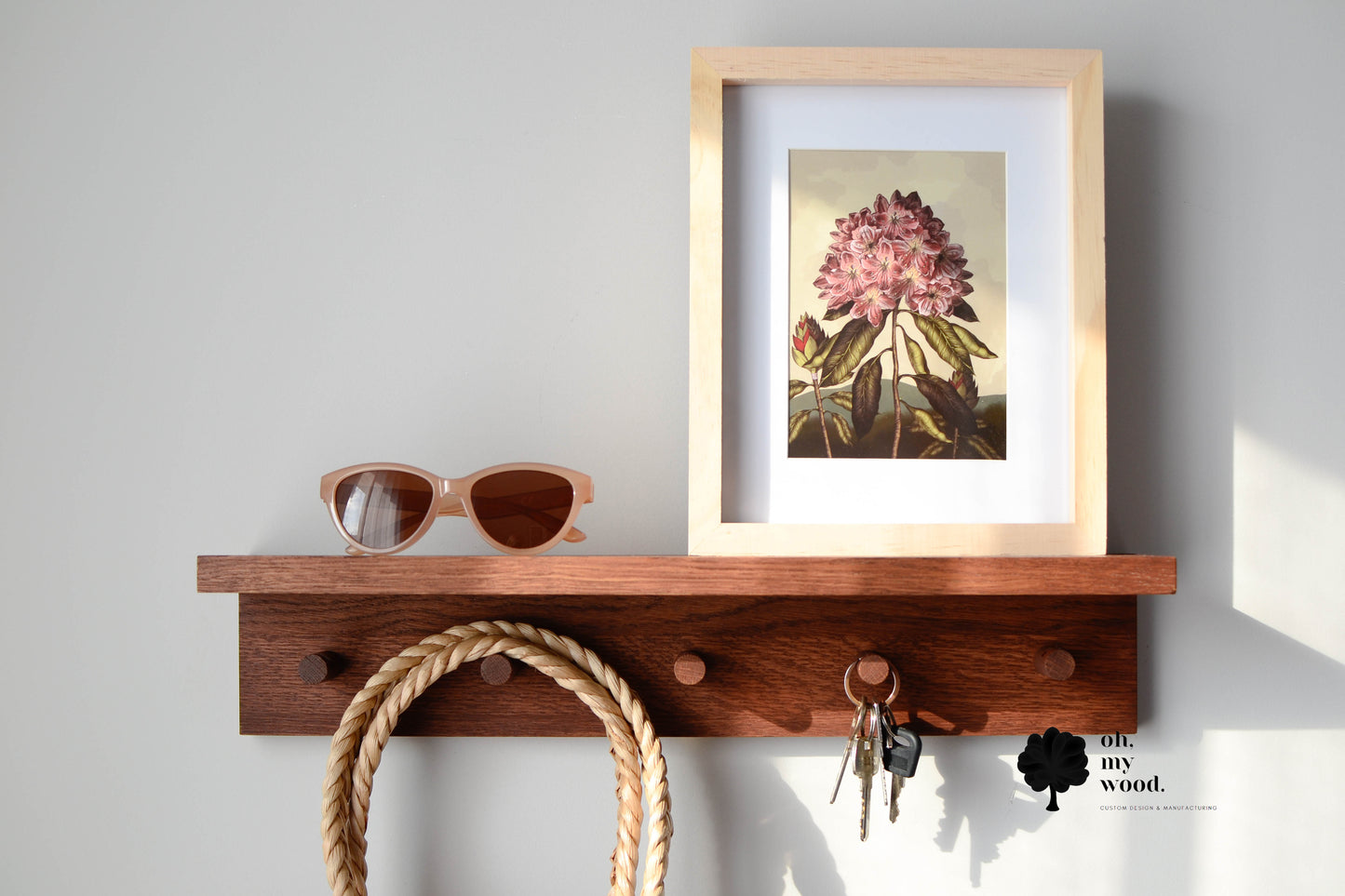 Wooden coat rack with shelf