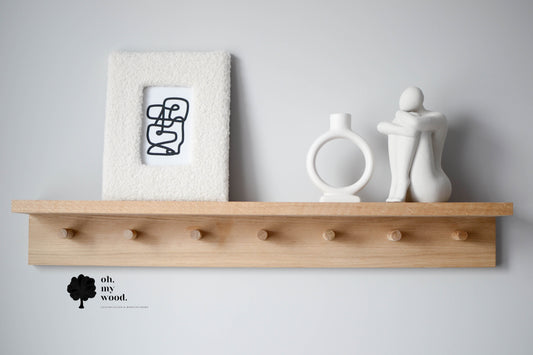 Wooden coat rack with shelf