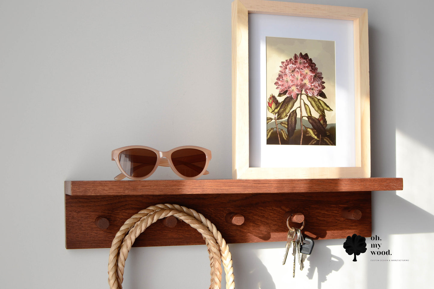 Wooden coat rack with shelf