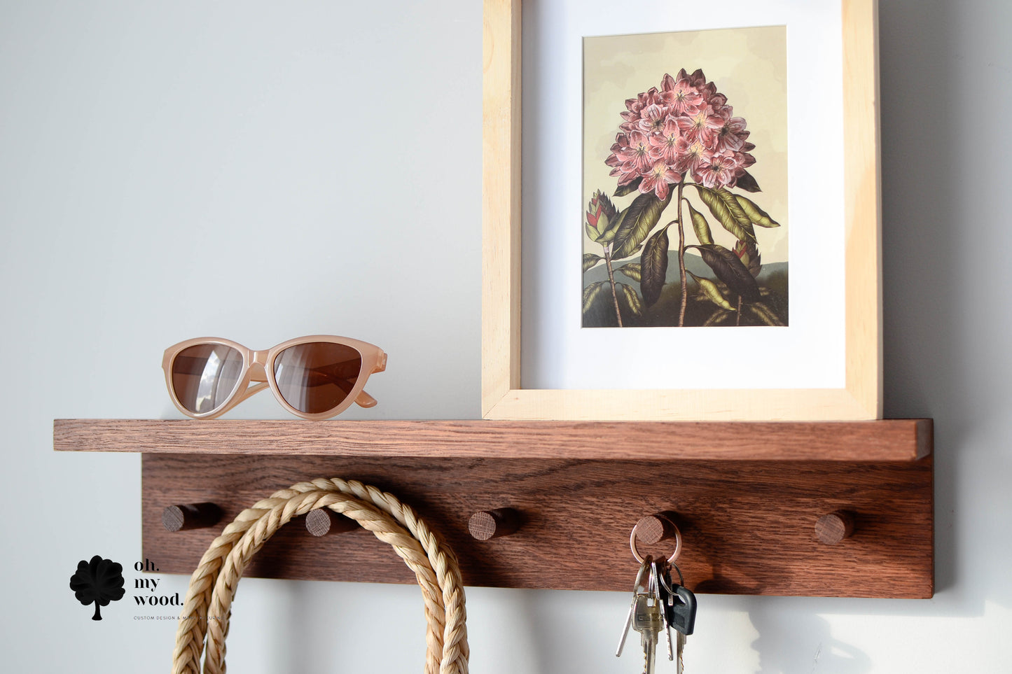 Wooden coat rack with shelf