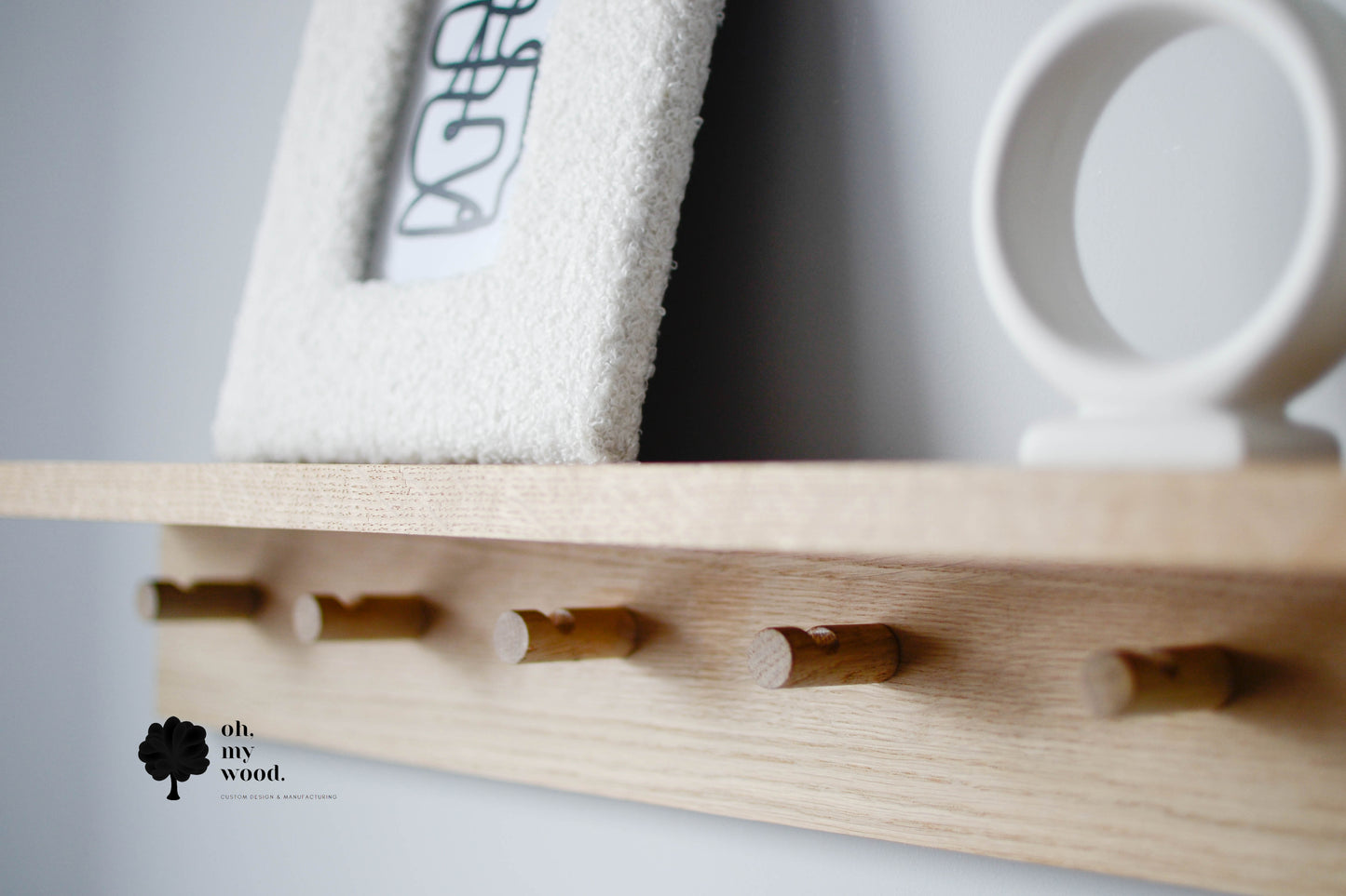 Wooden coat rack with shelf