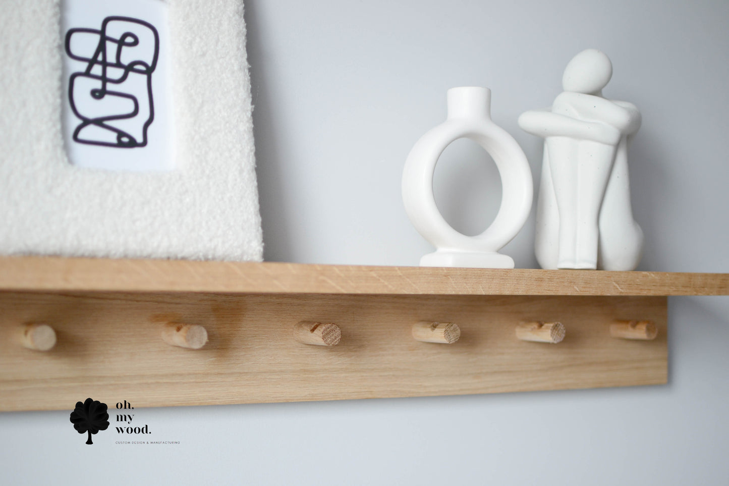 Wooden coat rack with shelf