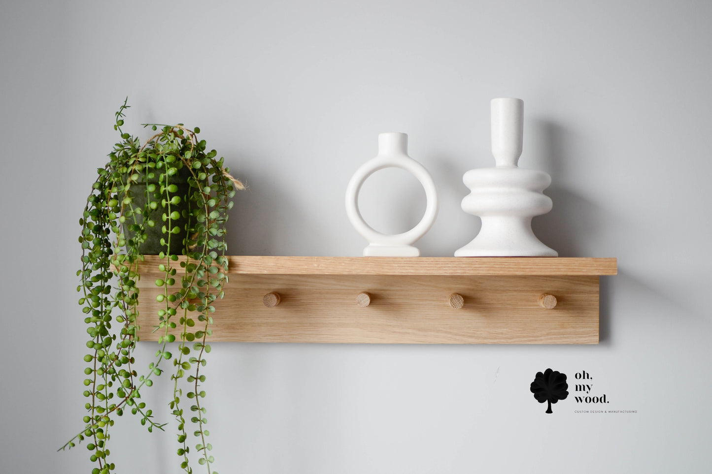 Wooden coat rack with shelf