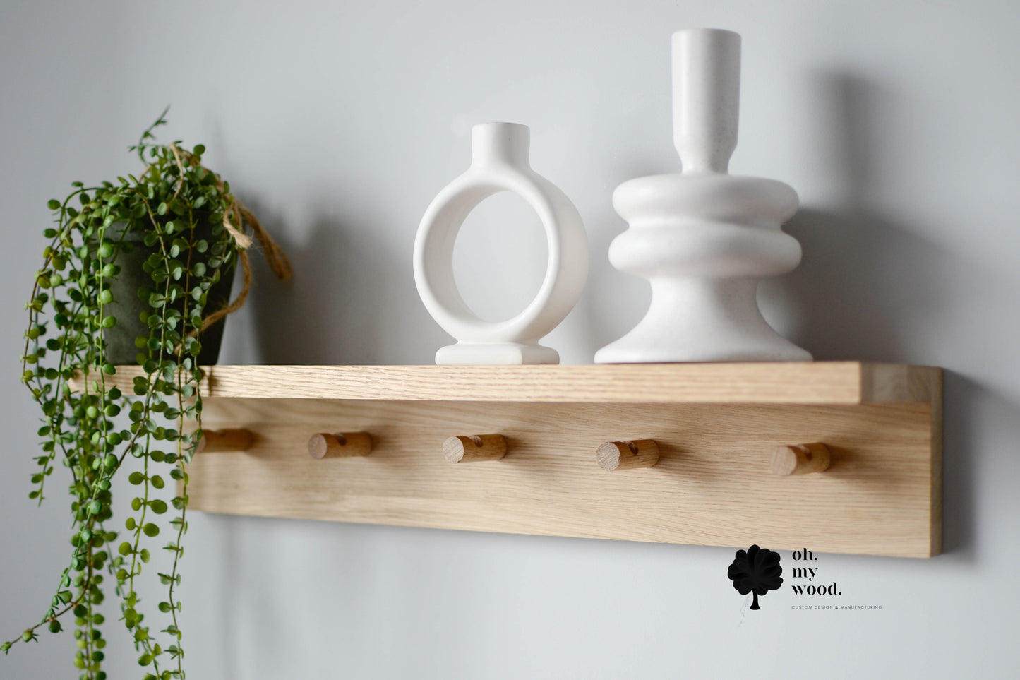 Wooden coat rack with shelf