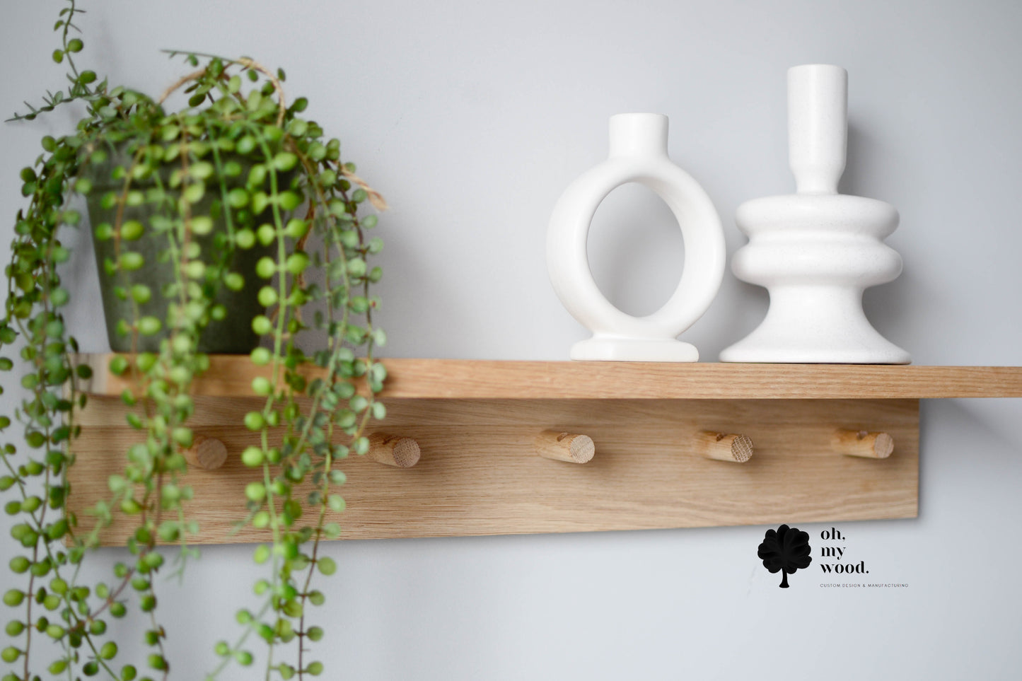 Wooden coat rack with shelf