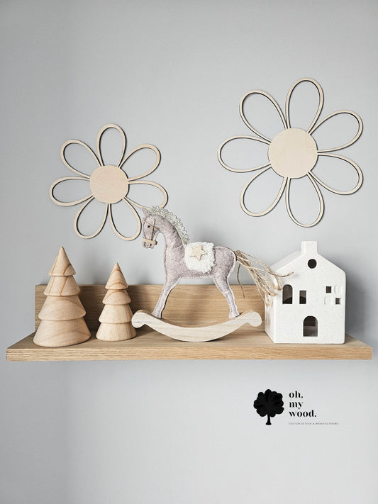 Wooden kids nursery shelf